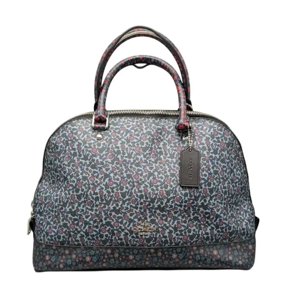 Authentic COACH Sierra Ranch Floral Cross-grain Leather Satchel Dome Handbag